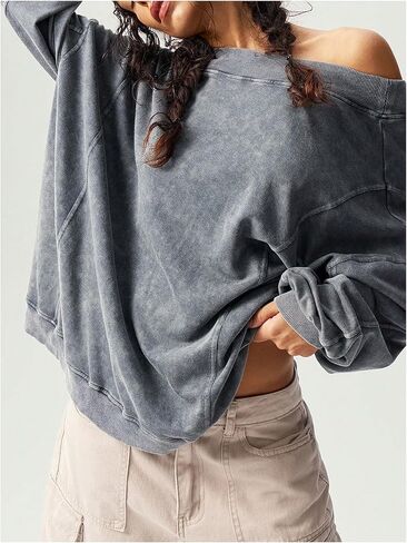Milumia Women's Cut Out Open Back Long Sleeve Sweatshirt Twist Backless Pullovers in Saudi Arabia