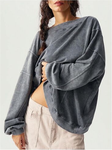 Milumia Women's Cut Out Open Back Long Sleeve Sweatshirt Twist Backless Pullovers in Saudi Arabia
