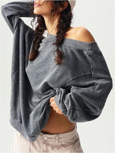 Milumia Women's Cut Out Open Back Long Sleeve Sweatshirt Twist Backless Pullovers in Saudi Arabia