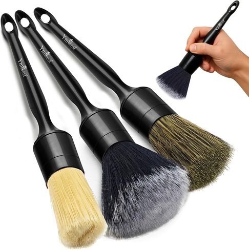 Car Detailing Brush Set 3 Pack - Car Interior Exterior Detailing Brushes【Not Easy to Shed Bristles】- Automotive Cleaning Brush Tool for Dashboard, Air Vent, Leather Seat, Wheels, Emblems in Saudi Arabia