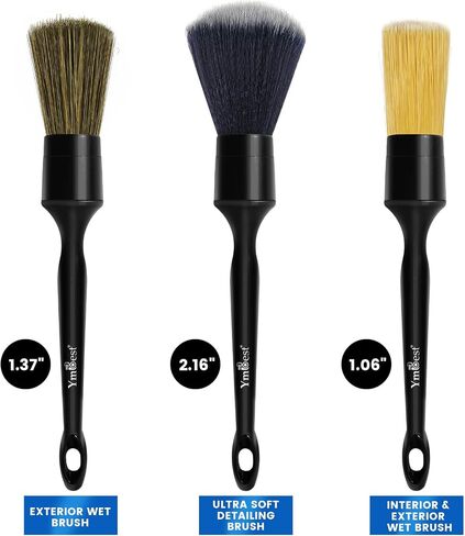 Car Detailing Brush Set 3 Pack - Car Interior Exterior Detailing Brushes【Not Easy to Shed Bristles】- Automotive Cleaning Brush Tool for Dashboard, Air Vent, Leather Seat, Wheels, Emblems in Saudi Arabia