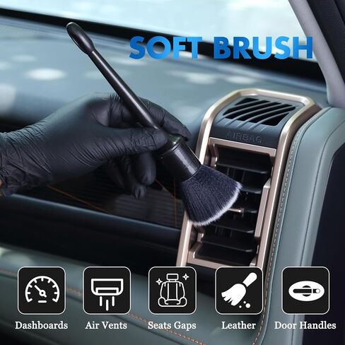 Car Detailing Brush Set 3 Pack - Car Interior Exterior Detailing Brushes【Not Easy to Shed Bristles】- Automotive Cleaning Brush Tool for Dashboard, Air Vent, Leather Seat, Wheels, Emblems in Saudi Arabia