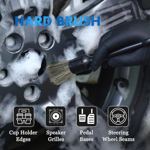 Car Detailing Brush Set 3 Pack - Car Interior Exterior Detailing Brushes【Not Easy to Shed Bristles】- Automotive Cleaning Brush Tool for Dashboard, Air Vent, Leather Seat, Wheels, Emblems in Saudi Arabia