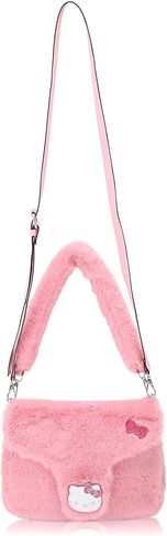 Sanrio Hello Kitty Purse حقيبة يد للنساء | الفراء الفراء الكتف الكتف الكتف حقيبة حقيبة مع لوحة معدنية | إكسسوارات Hello Kitty للفتيات والفتيان والبالغين والجنسين in Saudi Arabia