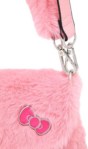 Sanrio Hello Kitty Purse حقيبة يد للنساء | الفراء الفراء الكتف الكتف الكتف حقيبة حقيبة مع لوحة معدنية | إكسسوارات Hello Kitty للفتيات والفتيان والبالغين والجنسين in Saudi Arabia