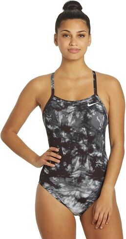 Nike Women's Hydrastrong Tie Dye Crossback قطعة واحدة للسباحة سوداء ، حجم 30 in Saudi Arabia
