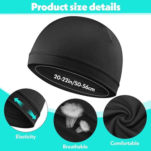 Wave Caps for Black Men, 4PCS Silky Stocking Caps Breathable Elastic Sports Bandana Silk Skull Cap Sleeping Shower Hair Wrap for 360 540 720 Waves(Thick Hair Style) in Saudi Arabia
