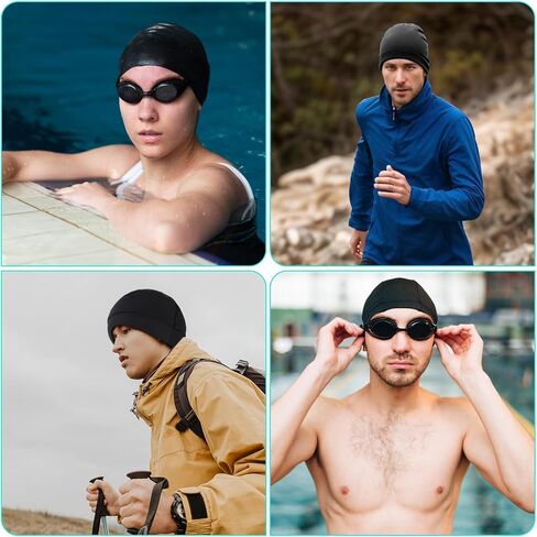 Wave Caps for Black Men, 4PCS Silky Stocking Caps Breathable Elastic Sports Bandana Silk Skull Cap Sleeping Shower Hair Wrap for 360 540 720 Waves(Thick Hair Style) in Saudi Arabia