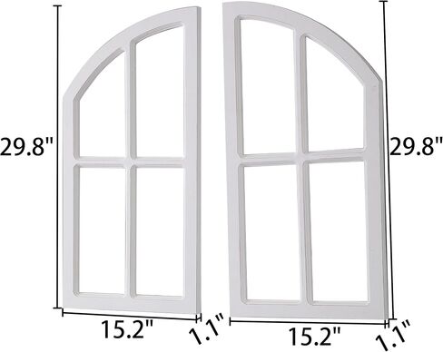 Sintosin Farmhouse Arched Window Frame Wall Decor 30 Inch, Set of 2 Hanging Burning Finished Wooden Window Pane above Bed Wall Art, Rustic Home Decor for Living Room Entryway Hallway in Saudi Arabia