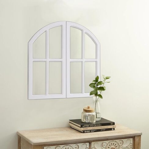 Sintosin Farmhouse Arched Window Frame Wall Decor 30 Inch, Set of 2 Hanging Burning Finished Wooden Window Pane above Bed Wall Art, Rustic Home Decor for Living Room Entryway Hallway in Saudi Arabia