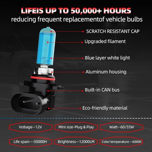 Upgraded Halogen Headlight Bulbs Fit For Nissan Murano 2009-2014,9005/H10/HB3 High Beam H11/H8/H9 Low Beam High Performance Headlights,6000K White,Plug n Play,4-Pack in Kuwait