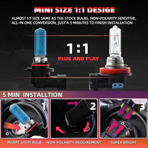 Upgraded Halogen Headlight Bulbs Fit For Nissan Murano 2009-2014,9005/H10/HB3 High Beam H11/H8/H9 Low Beam High Performance Headlights,6000K White,Plug n Play,4-Pack in Kuwait