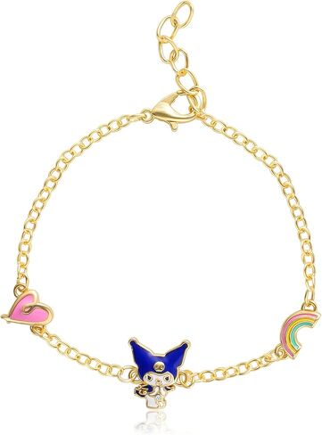 Hello Kitty Sanrio Womens Bracelet with Sun and Star Pendants 6.5" + 1" - Silver Plated Tuxedo Sam Bracelet Official License in Saudi Arabia