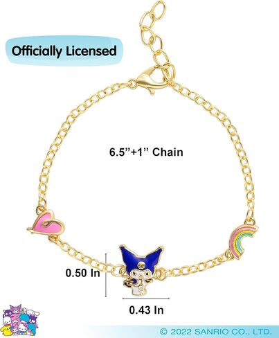 Hello Kitty Sanrio Womens Bracelet with Sun and Star Pendants 6.5" + 1" - Silver Plated Tuxedo Sam Bracelet Official License in Saudi Arabia