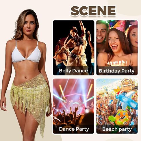 Handmade Fringed mini Skirt & Waist Chain Hip wrap - Shiny Skirts, Dance Performances, Beach Parties, Music Festivals in Saudi Arabia