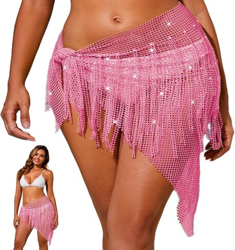 Handmade Fringed mini Skirt & Waist Chain Hip wrap - Shiny Skirts, Dance Performances, Beach Parties, Music Festivals in Saudi Arabia