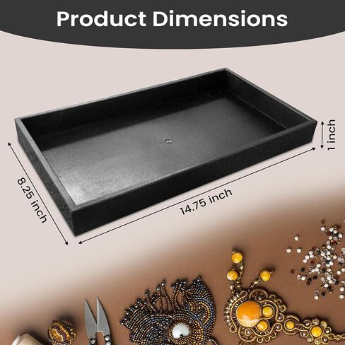 Novel Box Jewelry Display Tray Black Wood 8.25 x 14.75 x 1 Large Jewelry Tray with 50 Gem Jars Insert | Rectangular Display Trays for Collectibles | Rock Collection Tray | Gem Display Tray in Kuwait