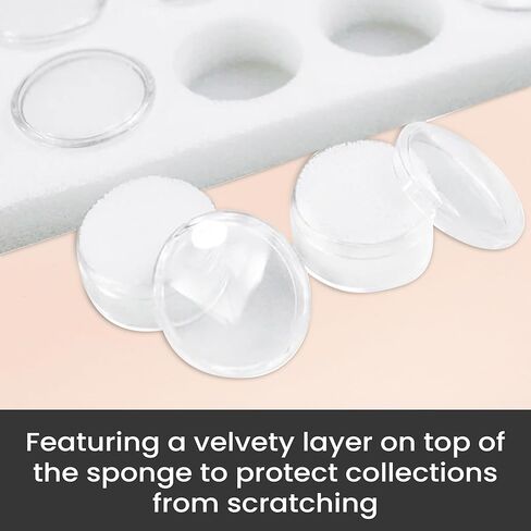 رواية مربع مجوهرات عرض صينية الأسود الخشب 8.25 × 14.75 × 1 صينية مجوهرات كبيرة مع 50 جرار جوهرة إدراج | صواني شاشة مستطيلة للمقتنيات | علبة مجموعة الصخور | صينية عرض الأحجار الكريمة in Kuwait