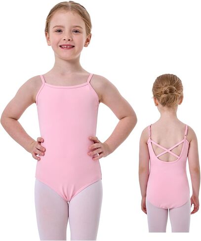 Girls' Camisole Dance Leotard with Adjustable Cross Straps Ballet Soft Undergarment for Toddler Kids in Saudi Arabia