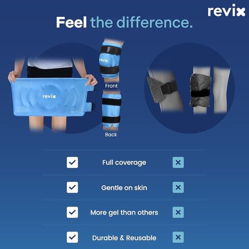 قم بلف حزمة ثلج كبيرة جدًا من Revix 19 "حول الركبة بأكملها ، وحزمة البرد الباردة القابلة لإعادة الاستخدام من أجل الانزعاج والتعب بعد التمرين ، والضغط البارد ، وتعزيز الراحة والانتعاش in Kuwait