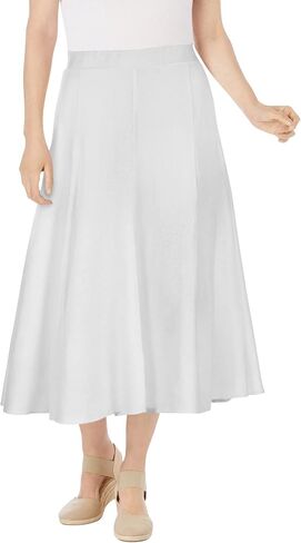 Woman Within Plus Size Print Linen-Blend Midi Skirt (Petite Available) in Saudi Arabia