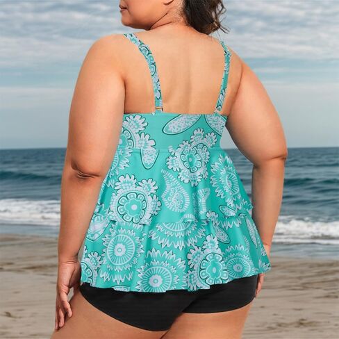 ZNU Plus Size Tankini Swimsuits for Women 2025 Paisley Two Piece Swimwear Bathing Suits with Boyshorts in Saudi Arabia