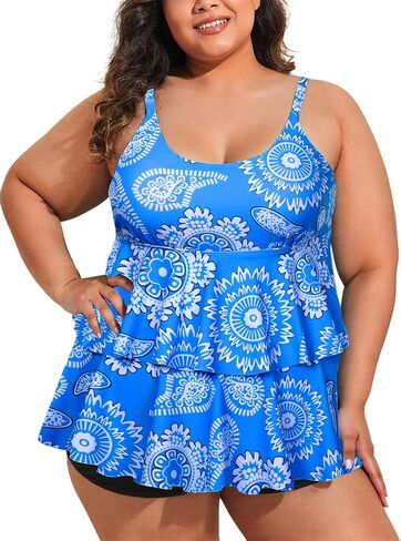 ZNU Plus Size Tankini Swimsuits for Women 2025 Paisley Two Piece Swimwear Bathing Suits with Boyshorts in Saudi Arabia