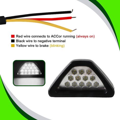 Car F1 Style Brake Light, DRL Fog Rear Tail Third Brake Light, Waterproof Triangle Warning Flash Lamp with 12 LED, Universal Car Accessories Replacement for Car Motorcycle Truck Safety Stop (Red) in Saudi Arabia