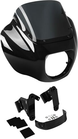 XMT-MOTO Front Headlight Fairing + windshield+ Bracket Mount For Harley Softail 18-later FXBB and FXLR, '20-Later FXLRS, FXST and '21-later FXBBS,Black in Kuwait