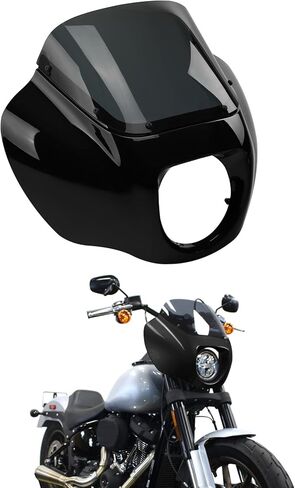 XMT-MOTO Front Headlight Fairing + windshield+ Bracket Mount For Harley Softail 18-later FXBB and FXLR, '20-Later FXLRS, FXST and '21-later FXBBS,Black in Kuwait