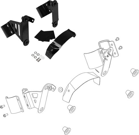 XMT-MOTO Front Headlight Fairing + windshield+ Bracket Mount For Harley Softail 18-later FXBB and FXLR, '20-Later FXLRS, FXST and '21-later FXBBS,Black in Kuwait