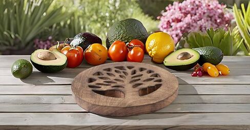 Handmade Wooden Trivet For Hot Dishes Plates & Pots Holder Hot Pad For Kitchen & Dining Table Decor Cookware Heat Resistant Rustic Decorative Carvings Tabletop Home & Dining Table Essentials (Antique) in Kuwait