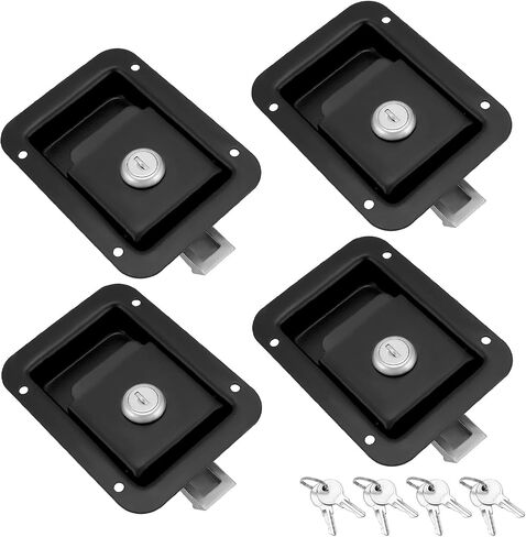 QWORK Stainless Steel Travel Trailer Lock, 2 Pack Heavy Duty Flush Mount Handle Latches, Keyed Alike Door Latch, Black in Saudi Arabia