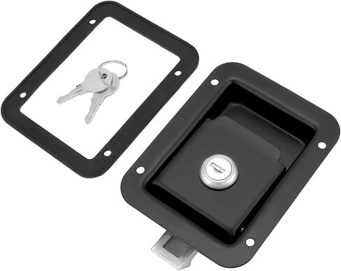 QWORK Stainless Steel Travel Trailer Lock, 2 Pack Heavy Duty Flush Mount Handle Latches, Keyed Alike Door Latch, Black in Saudi Arabia