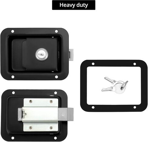 QWORK Stainless Steel Travel Trailer Lock, 2 Pack Heavy Duty Flush Mount Handle Latches, Keyed Alike Door Latch, Black in Saudi Arabia