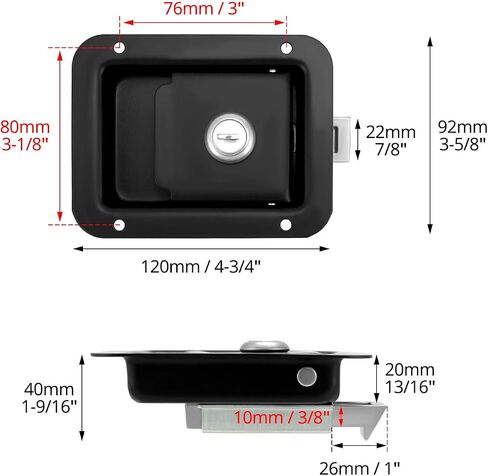 QWORK Stainless Steel Travel Trailer Lock, 2 Pack Heavy Duty Flush Mount Handle Latches, Keyed Alike Door Latch, Black in Saudi Arabia