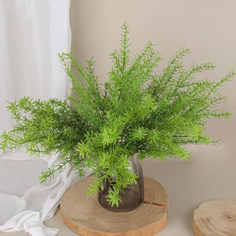 17.5" Artificial Radix Asparagi Fern Bush 2Pcs Faux Asparagus Fern Indoor Plant Greenery Stems Plants for Vase Bouquets Home Office Wedding Greenery Decor. in Saudi Arabia