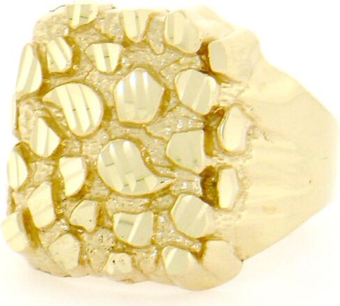10k Solid Yellow Gold Nugget Diamond Cut Mens Ring in Saudi Arabia