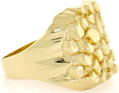 10k Solid Yellow Gold Nugget Diamond Cut Mens Ring in Saudi Arabia