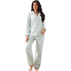 Women Pajama Sets, 2 Piece 100% Cotton Pajamas Set, Double Gauze Superior Comfort Feel, Long Sleeve Sleepwear in Saudi Arabia