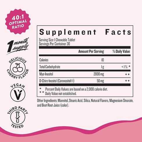 Legendairy Milk Pure Inositol Supplement - Myo Inositol and D-Chiro Inositol Capsules - Ideal 40:1 Ratio - Ovarian & Fertility Support for Women - 30 Day Supply in Kuwait