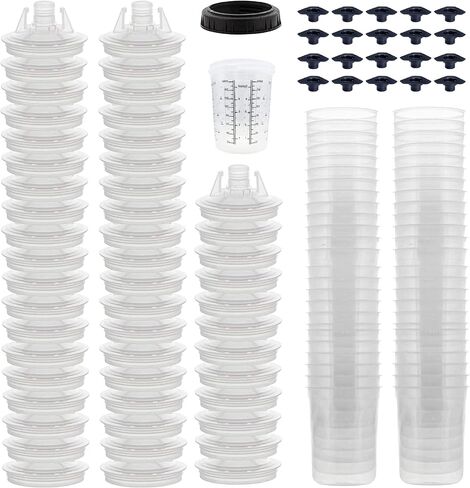 أكواب مسدس رش الطلاء القابلة للتصرف (125 ميكروفون) 50 LIDS 50 LIDS 1 CUP 1 CUP 1 LILLAR-SIZE 100ML-3OZ / 200ML-6OZ / 400ML-13.5OZ / 600ML-22OX / 800ML-28 OUS in Kuwait