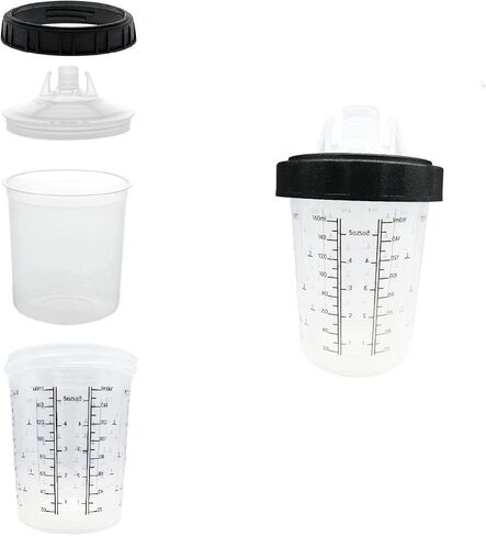 أكواب مسدس رش الطلاء القابلة للتصرف (125 ميكروفون) 50 LIDS 50 LIDS 1 CUP 1 CUP 1 LILLAR-SIZE 100ML-3OZ / 200ML-6OZ / 400ML-13.5OZ / 600ML-22OX / 800ML-28 OUS in Kuwait