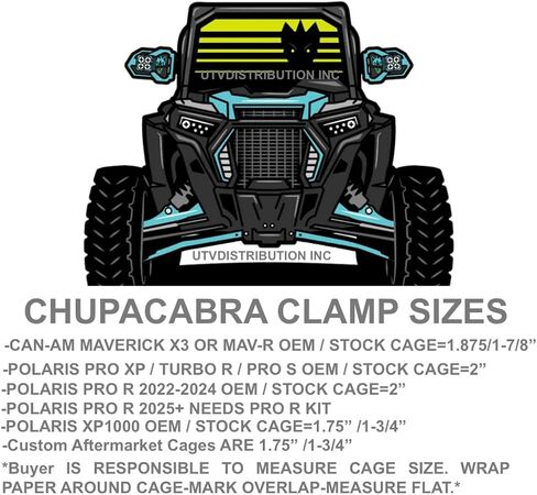 Chupacabra Offroad Cuero Pro UTV Mirrors (set of 2) BLACK (1-7/8) in Kuwait