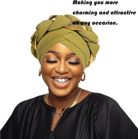 African Women Turban 2 Pcs Twisted Head Wraps for Black Women Pre-Tied Braid Cap Headwear Beanie Hats Hair Cover Headscarf in Saudi Arabia