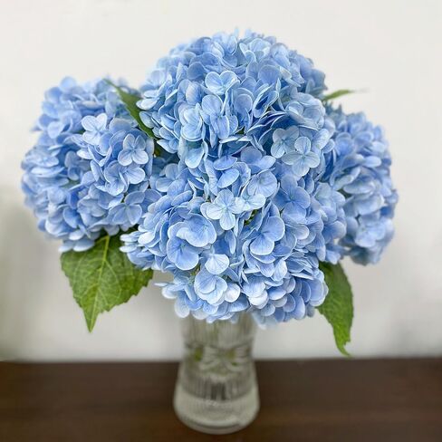 3pcs Big Light Green Artificial Hydrangea Flowers 21 inches Long Stem Real Touch Hydrangeas for Home Kitchen Fall Flower Decoration Thanksgiving Christmas Table Centerpiece in Saudi Arabia