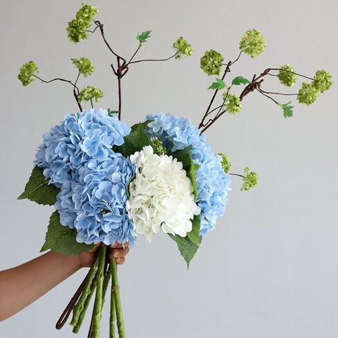 3pcs Big Light Green Artificial Hydrangea Flowers 21 inches Long Stem Real Touch Hydrangeas for Home Kitchen Fall Flower Decoration Thanksgiving Christmas Table Centerpiece in Saudi Arabia