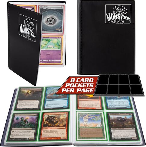 Monster 4 Pocket Trading Card Album- 20 Side Loading, Theft Deterrent, Padded Pages for Extra Protection - Deluxe Binder Holds 160 Yugioh, MTG, Magic The Gathering, Pokémon & Sport Cards - Matte Black in Kuwait