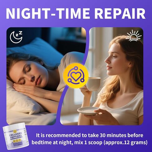 ببتيدات الكولاجين* مسحوق للنساء ، وإصلاح الليل ، ودعم الجلد ، والشعر ، والأظافر ، والمكملات الكولاجين البحرية مع النوع الأول من النوع الأول ، وتيسانين ، وآشواغاندا ، والفطر ، ونكهة الحامض ، 450 جرام/16 أوقية in Kuwait