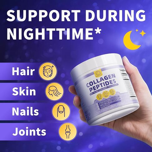 ببتيدات الكولاجين* مسحوق للنساء ، وإصلاح الليل ، ودعم الجلد ، والشعر ، والأظافر ، والمكملات الكولاجين البحرية مع النوع الأول من النوع الأول ، وتيسانين ، وآشواغاندا ، والفطر ، ونكهة الحامض ، 450 جرام/16 أوقية in Kuwait